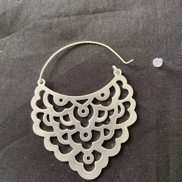 Decorative silver design with hoop closure. 2.75” - Picture 3 of 5